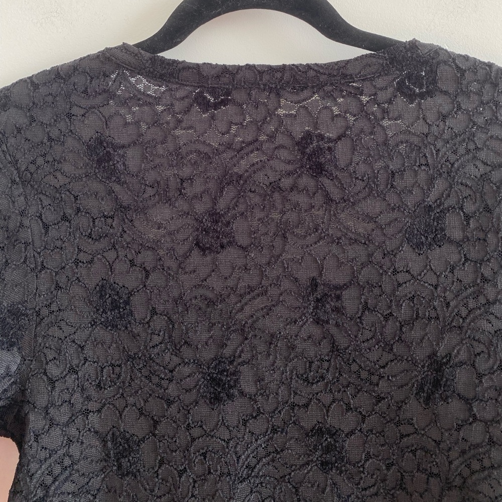 Free People Intimately Black Cloud Ride Notch Lace Long Sleeve Top Size M - Picture 11 of 12
